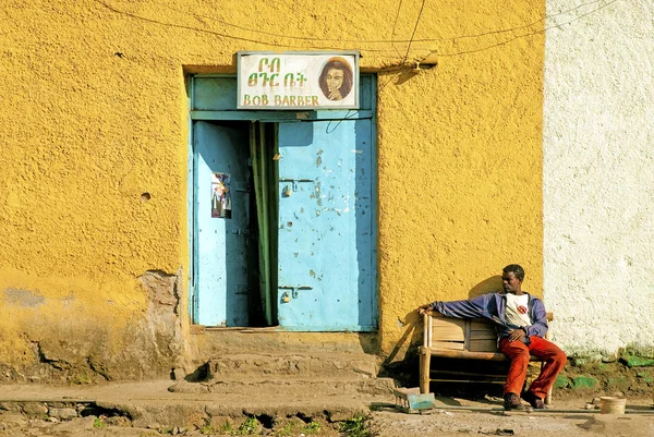 Barbearia em gonder ethiopia — Fotografia de Stock