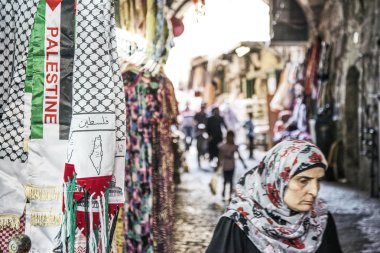 Kudüs eski kasaba İsrail'in Filistin alan kadın