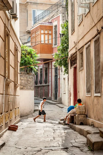 Bakü Şehir Eski Şehir Cadde Görünümü Azerbaycan — Stok fotoğraf