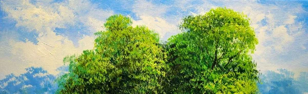 Ölbilder Landschaft Mit Himmel Und Bäumen Schöne Kunst — Stockfoto