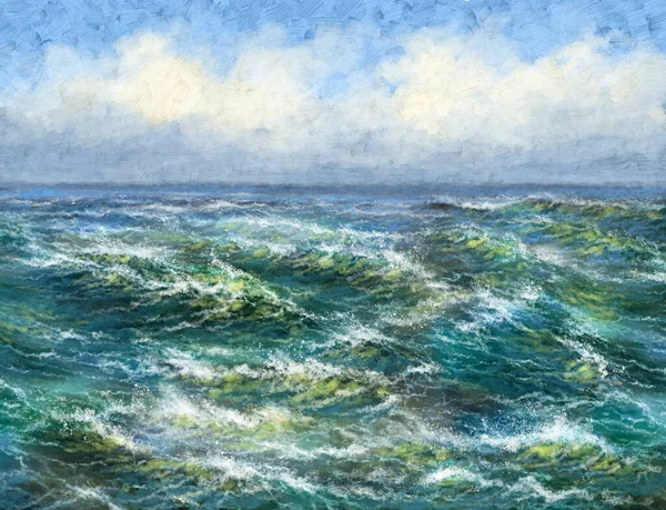 Oil Paintings Sea Landscape Sea Sky View Ocean — Stock Photo, Image