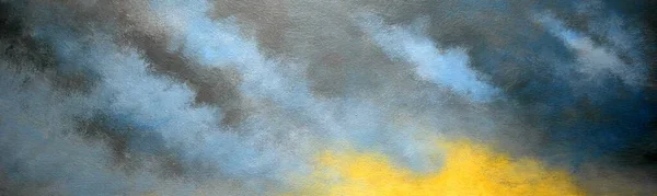 Ölgemälde Landschaft Textur Hintergrund Blauer Himmel Und Wolken — Stockfoto