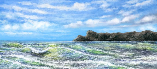 Oil Paintings Sea Landscape Landscape Sky Clouds Fine Art Artwork — 스톡 사진