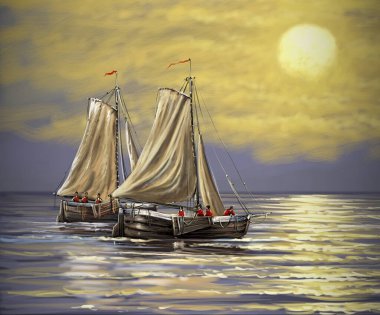 old sailing boats on the sea