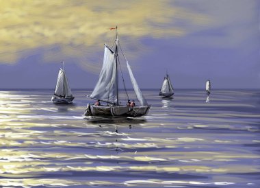 Denizde yüzen tekneler