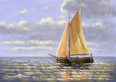 Denizde yelkenli teknesi