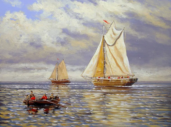 Vintage Sailboats Sea — Fotografia de Stock