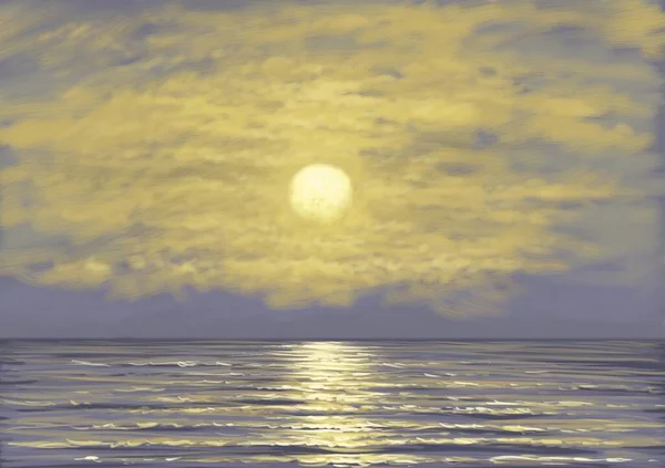 Oil Paintings Seascape Clouds Sea Sunset Sea — Φωτογραφία Αρχείου
