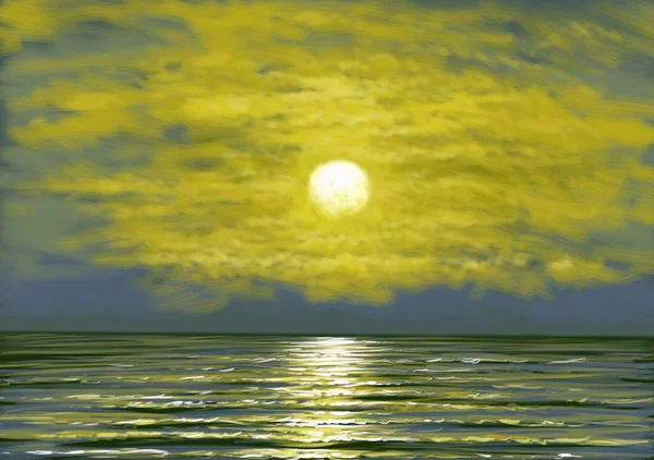 Oil Paintings Seascape Clouds Sea Sunset Sea — Stockfoto