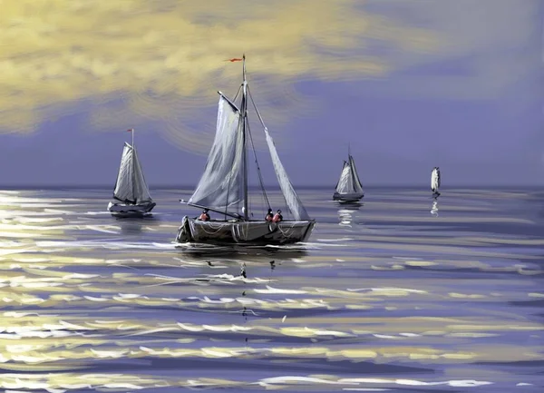 Denizde yüzen tekneler