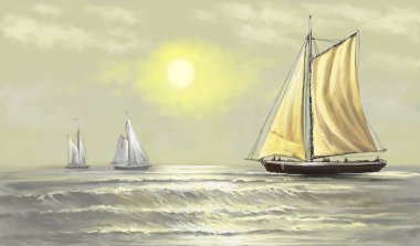 Denizde yüzen tekneler