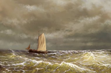 Denizde yelkenli teknesi