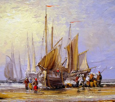 vintage sailboats on the sea