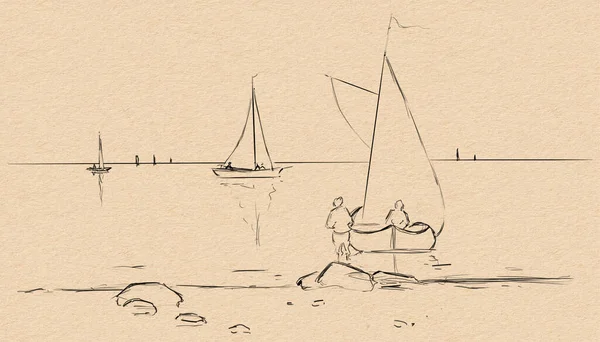 Denizde yüzen tekneler