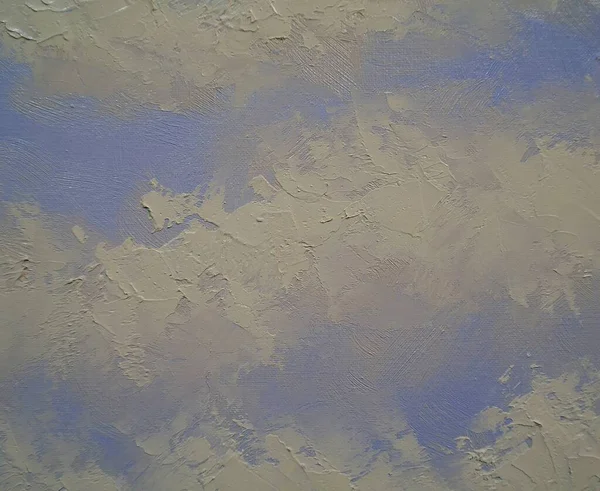 Pinturas Óleo Paisagem Céu Nuvens Textura Azul Fundo Azul — Fotografia de Stock