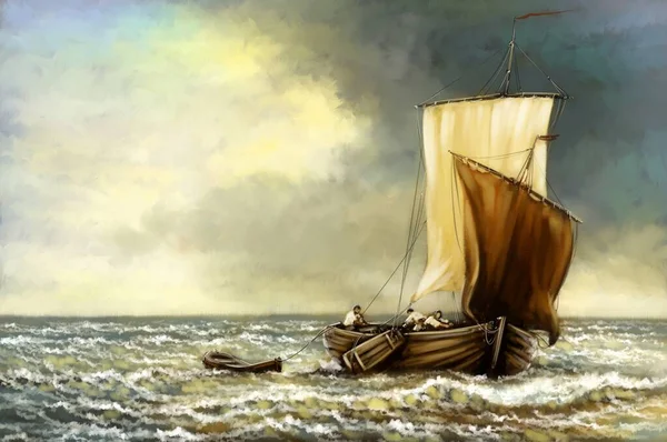 Old Sailing Boat Sea — Stock Photo, Image