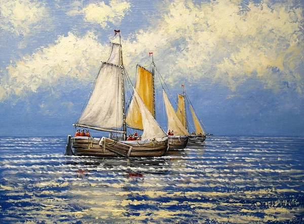 Vintage Sailboats Sea — стоковое фото