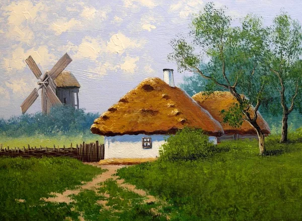 Krásná Krajina Staré Ukrajinské Vesnice Pasteveckými Poli Chatrčemi — Stock fotografie