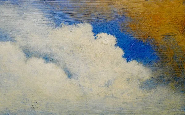 Peintures Huile Paysage Ciel Nuages Texture Bleue Fond Bleu — Photo