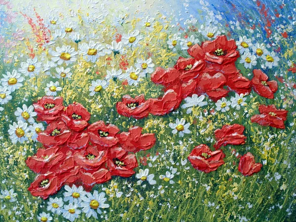 Beautiful Red Poppy Flowers Floral Background — Φωτογραφία Αρχείου