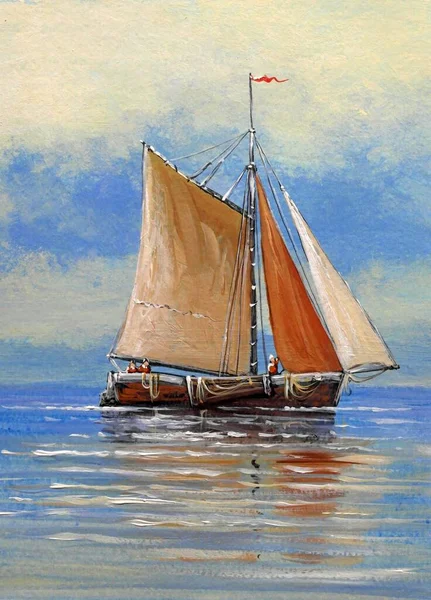 Oldtimer Segelboot Auf Dem Meer — Stockfoto