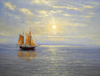 Denizde yelkenli teknesi