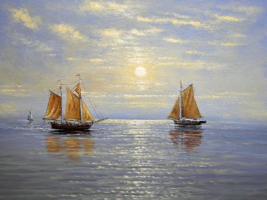 Denizde eski yelkenli tekneler