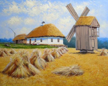 Köydeki eski ahşap ev.