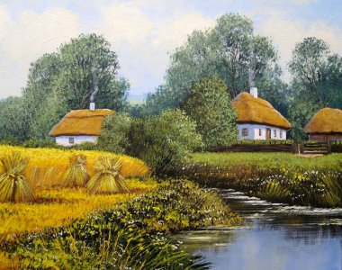 Evi olan güzel bir manzara.