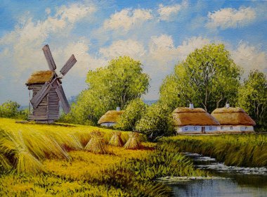 Köydeki eski ahşap ev.