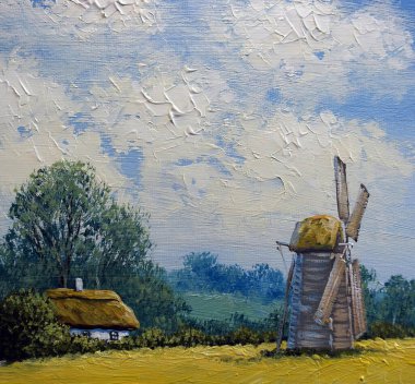 Resimler manzara, köydeki eski ahşap ev.