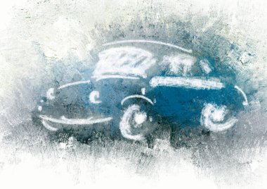 Paintings landscape, car wash, drawing, illustration, vector on white background.