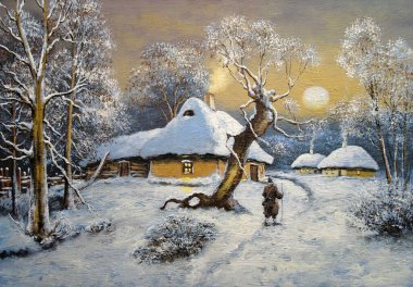 Kar ve ağaçlarla kaplı kış manzarası