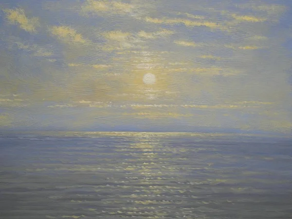 Oil paintings seascape, clouds over the sea, sunset over the sea