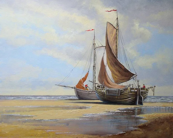 Vintage Sailboats Sea — Fotografia de Stock