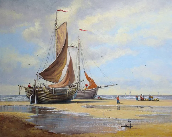 Vintage Sailboats Sea — Stockfoto