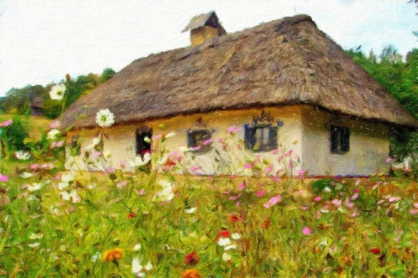 Красивый Дом Деревне — стоковое фото
