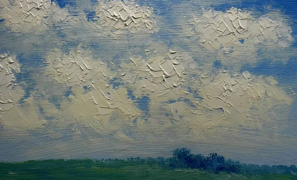 Céu Com Nuvens Pintura Óleo — Fotografia de Stock