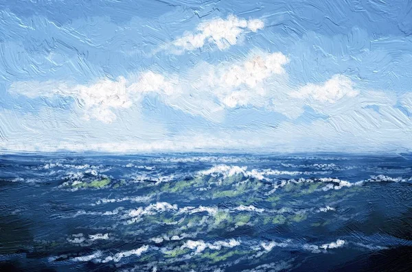 Golven Van Zee Met Blauwe Lucht — Stockfoto