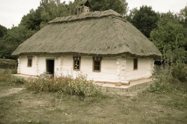 Köydeki eski geleneksel Ukrayna evi.