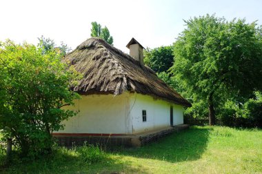 Köydeki eski geleneksel Ukrayna evi.
