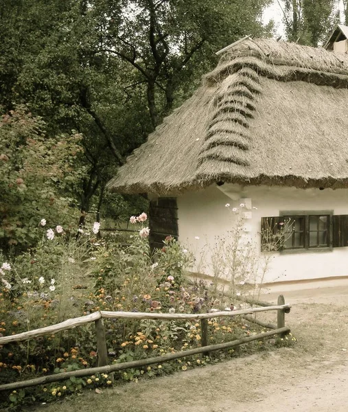 Stary Tradycyjny Ukraiński Dom Miejscowości — Zdjęcie stockowe