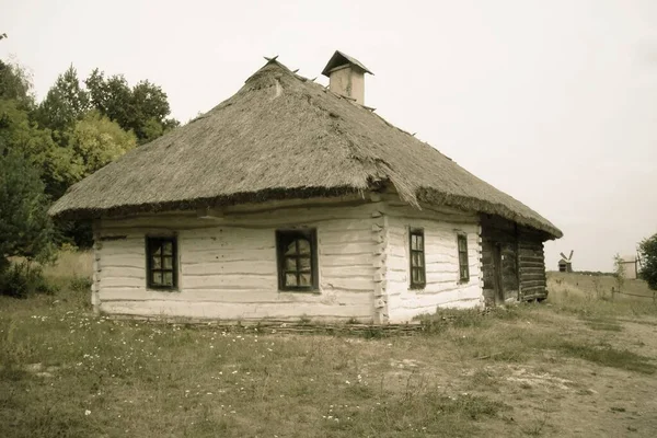 Gamla Traditionella Ukrainska Hus Byn — Stockfoto