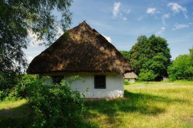 Köydeki eski geleneksel Ukrayna evi.