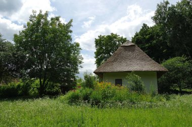 Köydeki eski geleneksel Ukrayna evi.