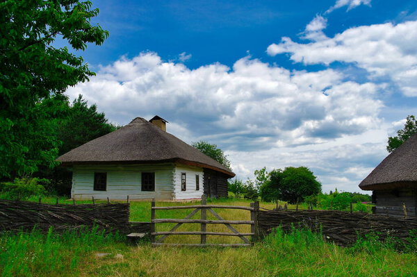 Old traditional Ukrainian houses in the village
