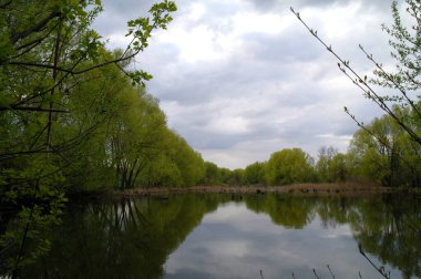 Nehir ve gölü olan güzel bir manzara.