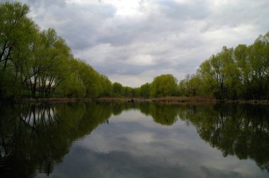 Nehir ve gölü olan güzel bir manzara.