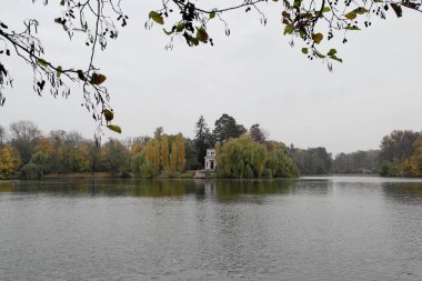 Ağaçlı ve yeşil yapraklı sonbahar manzarası