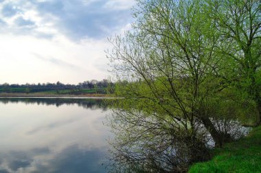 Bahar parkındaki güzel göl manzarası